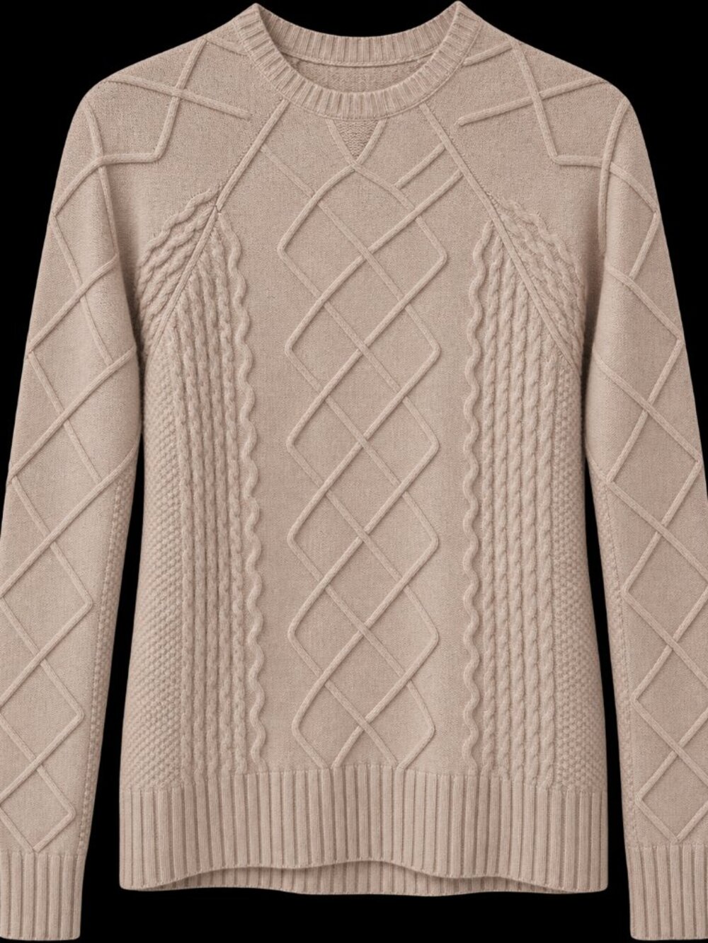 Cyrus Women’s XL NWT Beige Cable Knit Textured Crewneck Sweater
